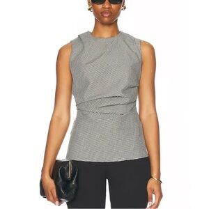 RÓHE Mini Check Cowl Neck Top - Cream & Black Small Check